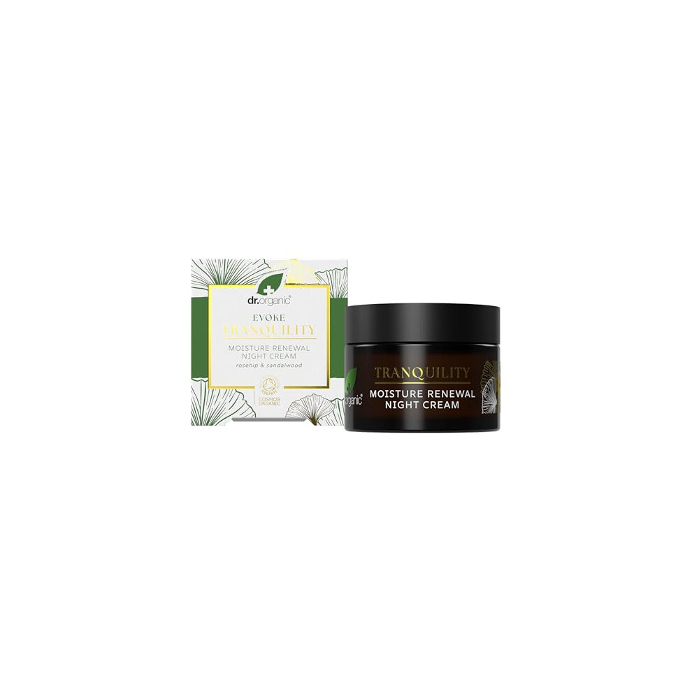 Dr. Organic Dr Organic Evoke Tranquility Moisture Renewal Night Cream, Rich Moisturiser For Soft, Smooth Skin, With Rosehip & Sandalwood, Certified Organic, 50Ml
