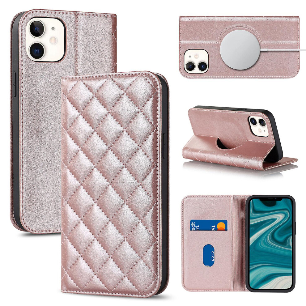 Compatible Iphone 12 Case Leather Wallet Flip Phone Case With Magsafe: Pink 3333213184272