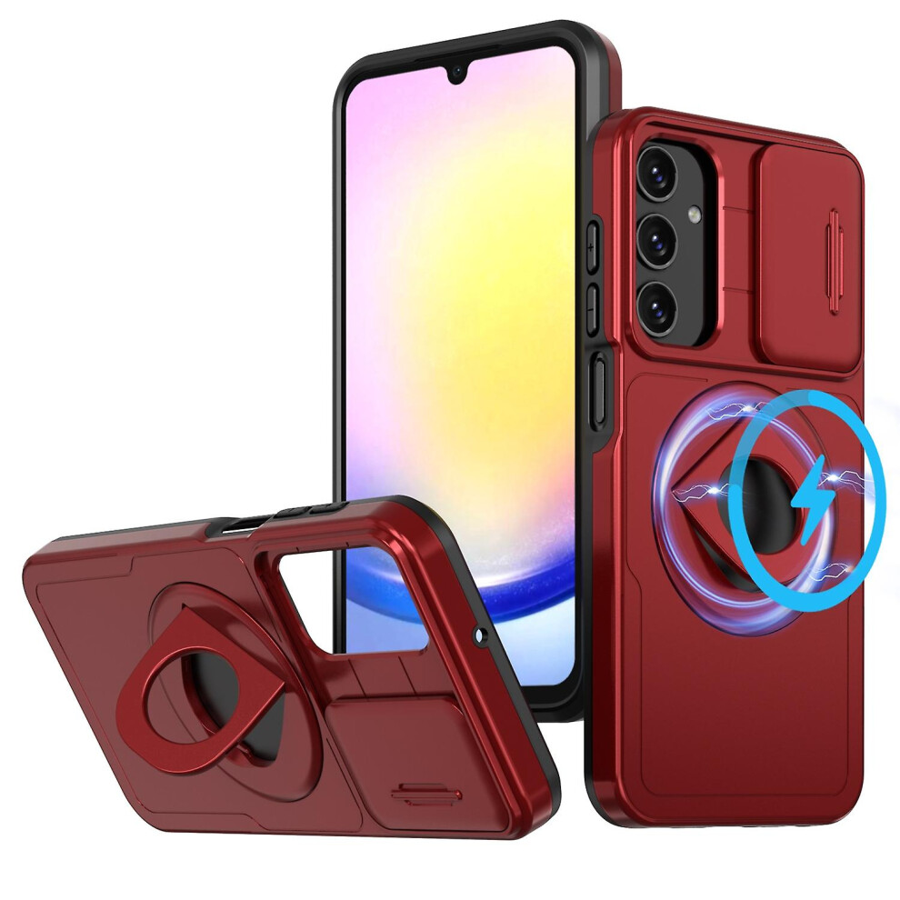 Compatible Samsung Galaxy A15 5G Camshield Magsafe Ring Holder Armor Phone Case: Red 5484829342131