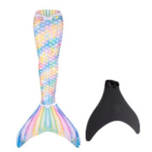 (Child 8, Iridescent) Adults Kids Reinforced Swimming Mermaid Tail  Monofin Included for Water Fun