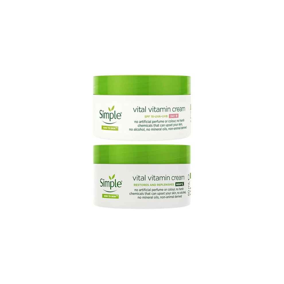 Simple Unisex White Vital Vitamin Day & Night Cream Duo In 50Ml - Image 9