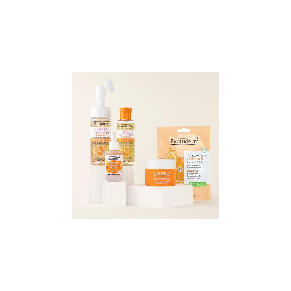 Evoluderm Cream - Vitamin C Facial Routine Â C Face + Radiance Serum + Micellar Foam + Micellar Water - Gift Ideas - Made In France