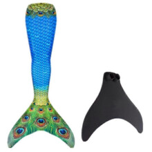 (Child 8, peacock) Adults Kids Reinforced Swimming Mermaid Tail  Monofin Included for Water Fun