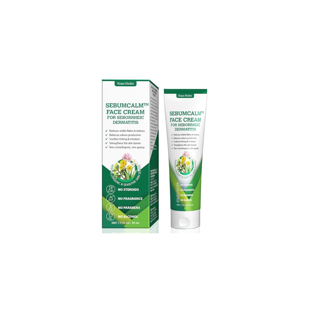Kopa Haiku Seborrheic Dermatitis & Psoriasis Face Cream: Soothing Natural Formula Treatment For Face, Scalp & Chest With 12 Botanical Extracts, Ceramides & Shea