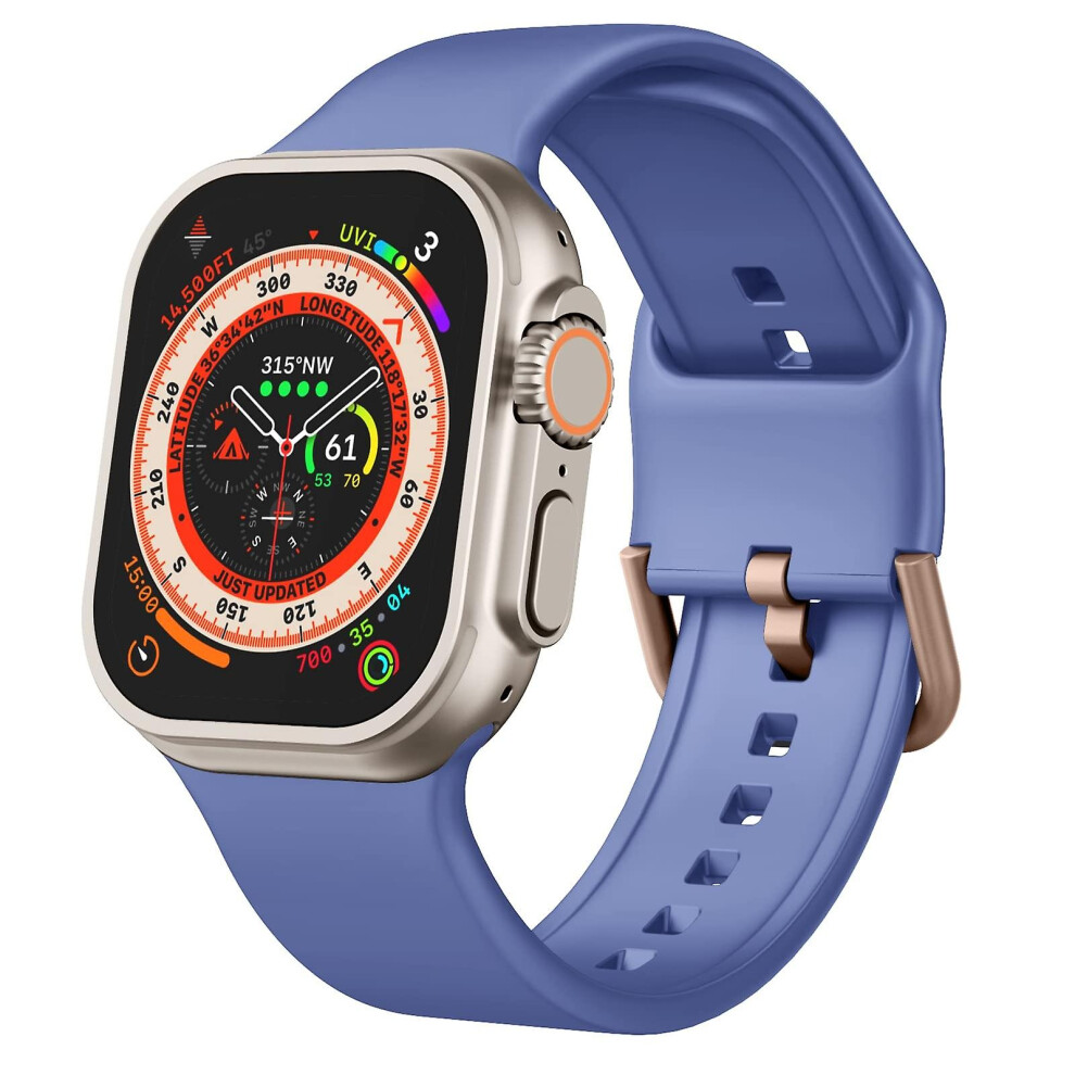 Compatible Apple Watch Series 8 45Mm Pin Buckle Silicone Watch Band:cyan Blue 5492993206425
