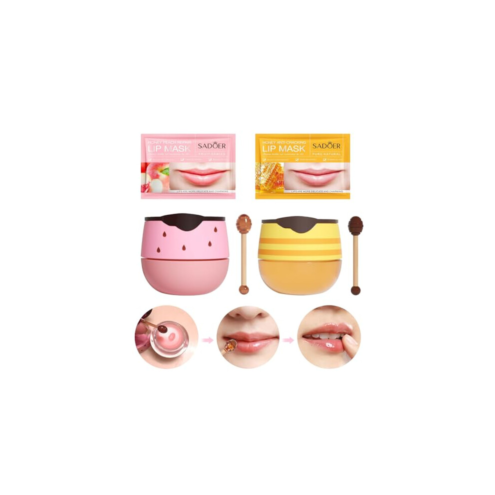 Excellaelite Honeybalm Premium 4-Piece Lip Balm Set - Exfoliating & Hydrating, Strawberry & Honey Flavors - Ideal For Dry, Cracked Lips