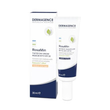 DERMASENCE RosaMin Tinted day cream medium with SPF 50 30 ml, Green cream for facial redness, UV protection, pigment-adjusting, fragrance-free,