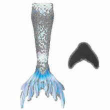 (L, blue) Mermaid Tails for Swimming with Monofin for Kids and Adults