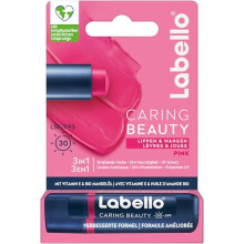 Labello Caring Beauty Pink Lip Balm with Colour and Sun Protection, Coloured Lip Care with SPF 30, Vitamin E and Organic Almond Oil, Lip Balm for Lips