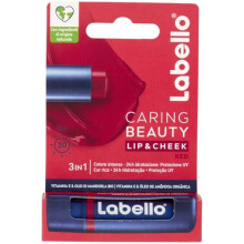 Labello Caring Beauty Lip & Cheek Red 4.8 g Lip and Cheek Lip Balm with a Red Note, Tinted Lip Balm and Blush Stick 2 in 1, Moisturising Lip Balm with