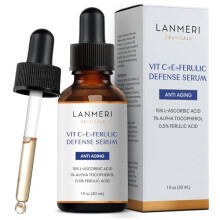Lanmeri Ceuticals 15% Vitamin C + E + Ferulic Serum: Advanced Antioxidant Defense Formula with 1% Vitamin E & 0.5% Ferulic Acid – High-Stability