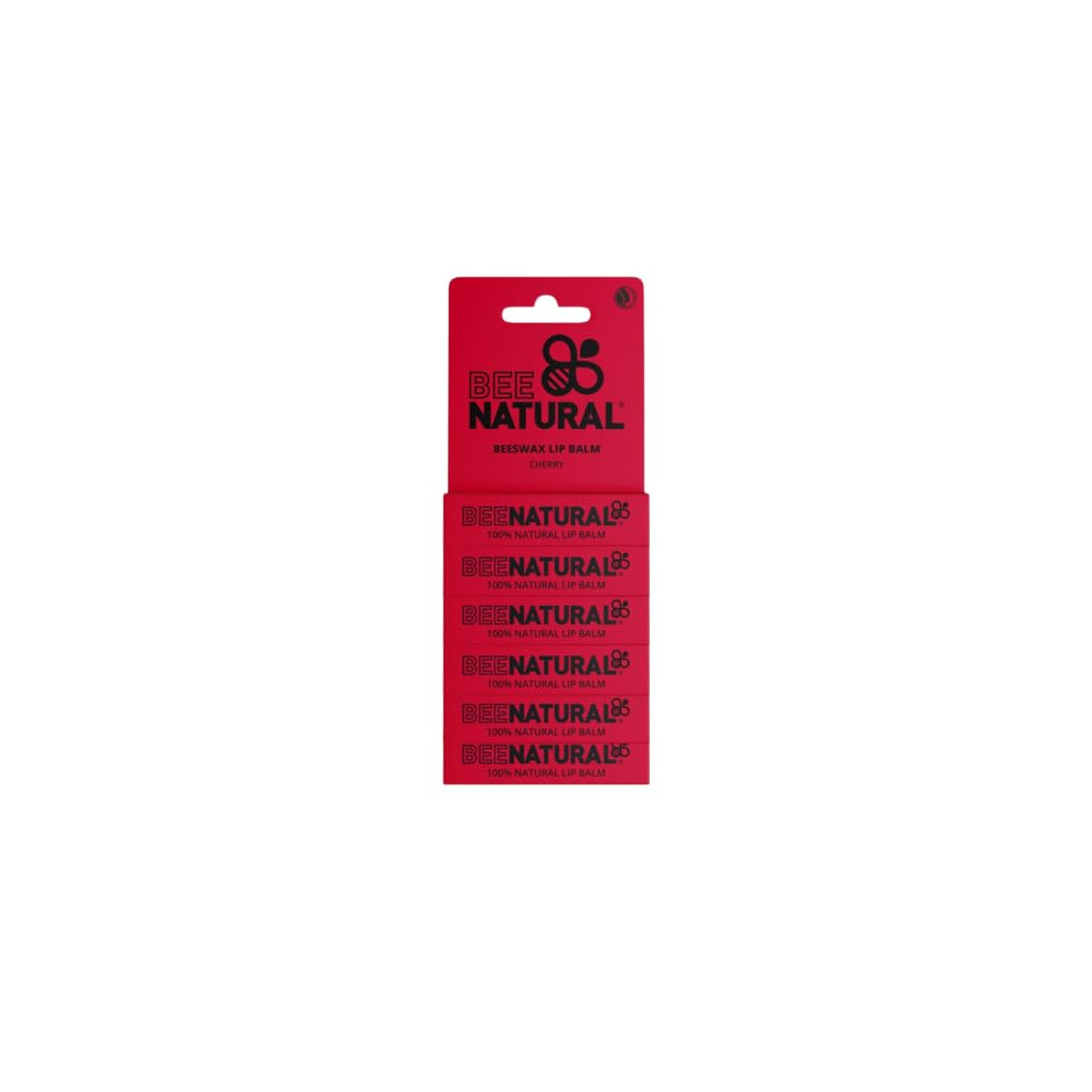 Bee Natural - 100% Natural Moisturising Lip Balm - Cherry - Pack Of 6