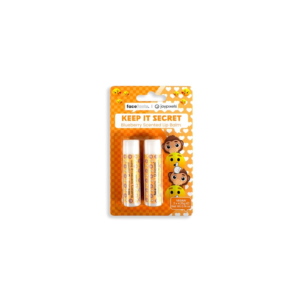 Face Facts Joypixels Keep It Secret Moisturising Lip Balm | Blueberry Scented | 2Pk