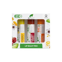 Dr Organic - Assorted Lip Balm Trio - SPF 15 Protection - Vitamin E, Aloe Vera Cherry & Manuka - Vegetarian, Cruelty, Paraben & SLS Free - 5.7ml - 3