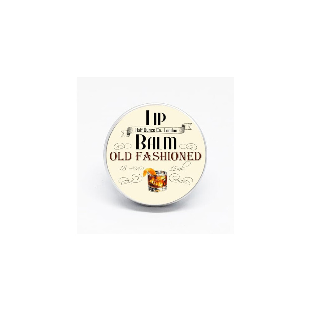Half Ounce Cosmetics Old Fashioned Flavoured Lip Balm, Classic Whisky Cocktail Lip Repair 15Ml Tin