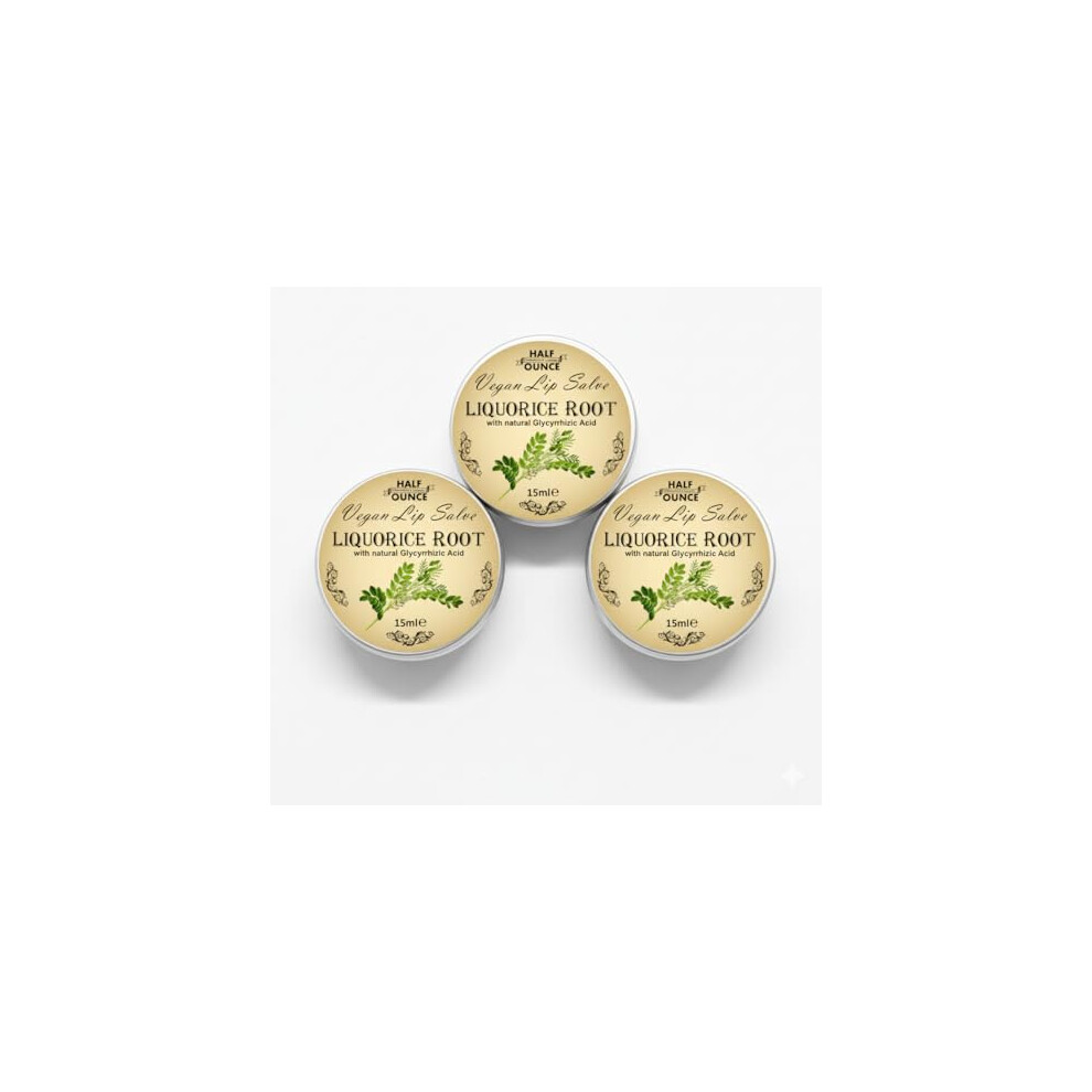 Half Ounce Cosmetics 3 X Liquorice Balm, Vegan Lip Salve Containing Liquorice (Licorice) Root Extract, Naturally Anti- Viral For Cold Sores