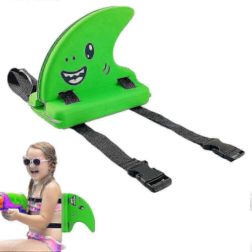 (Green) Kids swim float for training with wearable shark fin kickboard