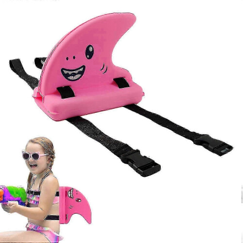 (Pink) Kids swim float for training with wearable shark fin kickboard