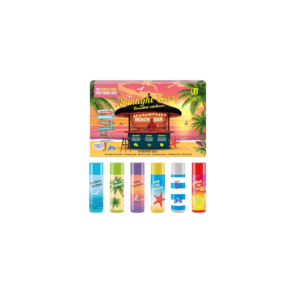 Beauty4britain Peach Cocktails Lip Balm Set Beach Bar Holiday - Mojito, Margarita, Pina Colada, Cosmo, Old Fashioned,