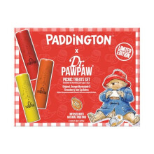 Dr.PAWPAW x Paddington Picnic Treats Lip Balm Set 3 x 4g, Original Orange Marmalade and Strawberry Jam Lip Balms, Vegan Hydrating Pawpaw Lip Care Gift