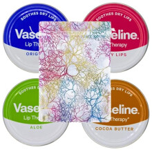 Lip Balm 4 X 20g (Rosy Lips, Cocoa Butter, Aloe, Original) Lip Balm Set Bundle with Glameno Drawstring Organza Bag
