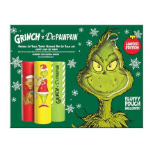 Dr.PAWPAW x The Grinch Lip Care Gift Set 3 x 4g with Pouch, Ultimate Red Balm Candy Cane Lip Scrub and Original Balm, Exfoliating and Hydrating Pawpaw