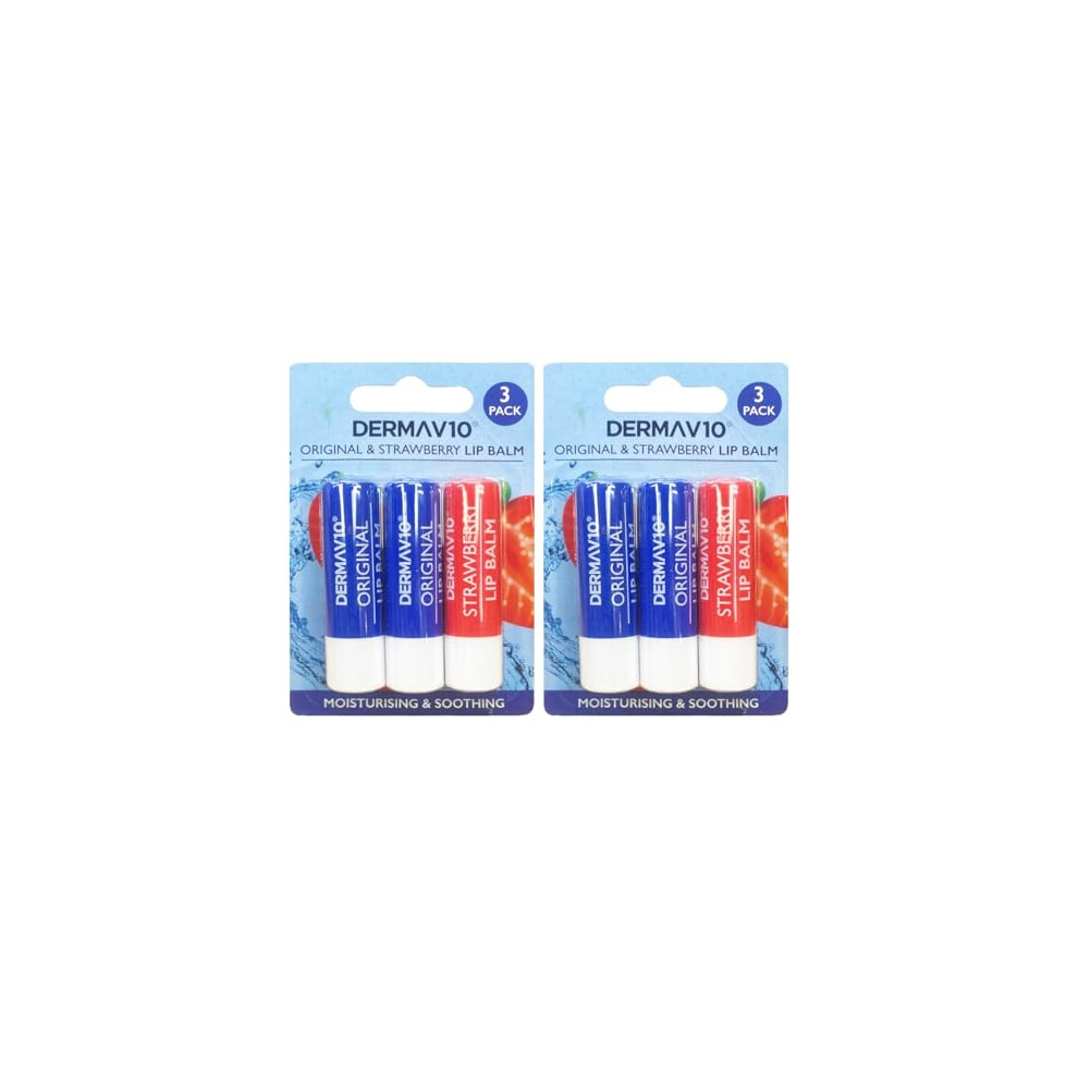 Smart Cutie 6X Derma V10 Lip Balm - 4X Original And 2X Strawberry - Bundled By