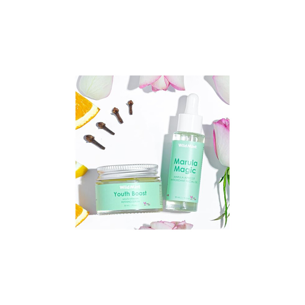 Wildmint Pro-Ageing Plump & Firm Duo | Youth Boost Serum & Marula Magic Face Oil | Boosts Firmness, Hydration, Elasticity & Collagen | Natural
