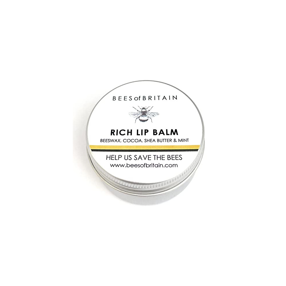 Bees Of Britain Peppermint & Cocoa Butter Lip Balm Â 100% Natural Repair Â Shea & Beeswax Barrier For Dry Lips Â 5% Profits To Pollinators Â