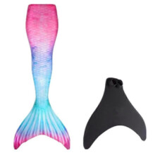 (Child 12, Gradient pink) Adults Kids Reinforced Swimming Mermaid Tail  Monofin Included for Water Fun