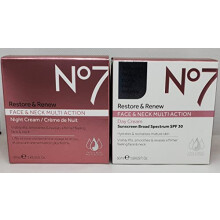 No7 Restore & Renew GEZICHT & HALS MULTI ACTIE Dag/Nacht Crèmes 2 x 50ml