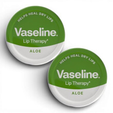 Vaseline Lip Therapy ALOE, 2 pack - 20g Tins | Soothing Lip Balm for Dry & Chapped Lips | Enriched with Aloe Extract for Deep Hydration & Shine |
