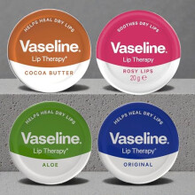 Vaseline Lip Balm Bundle – 4 20g (Rosy Lips, Aloe Vera, Cocoa Butter & Original) – Pocket-Size Lip Repair for Dry, Cracked Lips