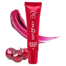 DOT & KEY Women's Cherry Lip Balm SPF 50 (12gm) Moisturization For Smooth and Brightens Lips Shea Butter with Vitamin E|Tinted Lip Balm for Glossy,