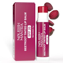 Nourish Mantra Beetroot Tinted Lip Balm with SPF 20 | Lip Balm for Chapped & Dry Lips | Enriched with Almond Oil, Shea Butter & Beetroot | Suits All