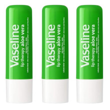 Vaseline Lip Therapy Aloe Vera Lip Care Stick with Petroleum Jelly – Moisturising & Soothing Lip Balm for Soft, Smooth Lips – 4.8g 3 Pack