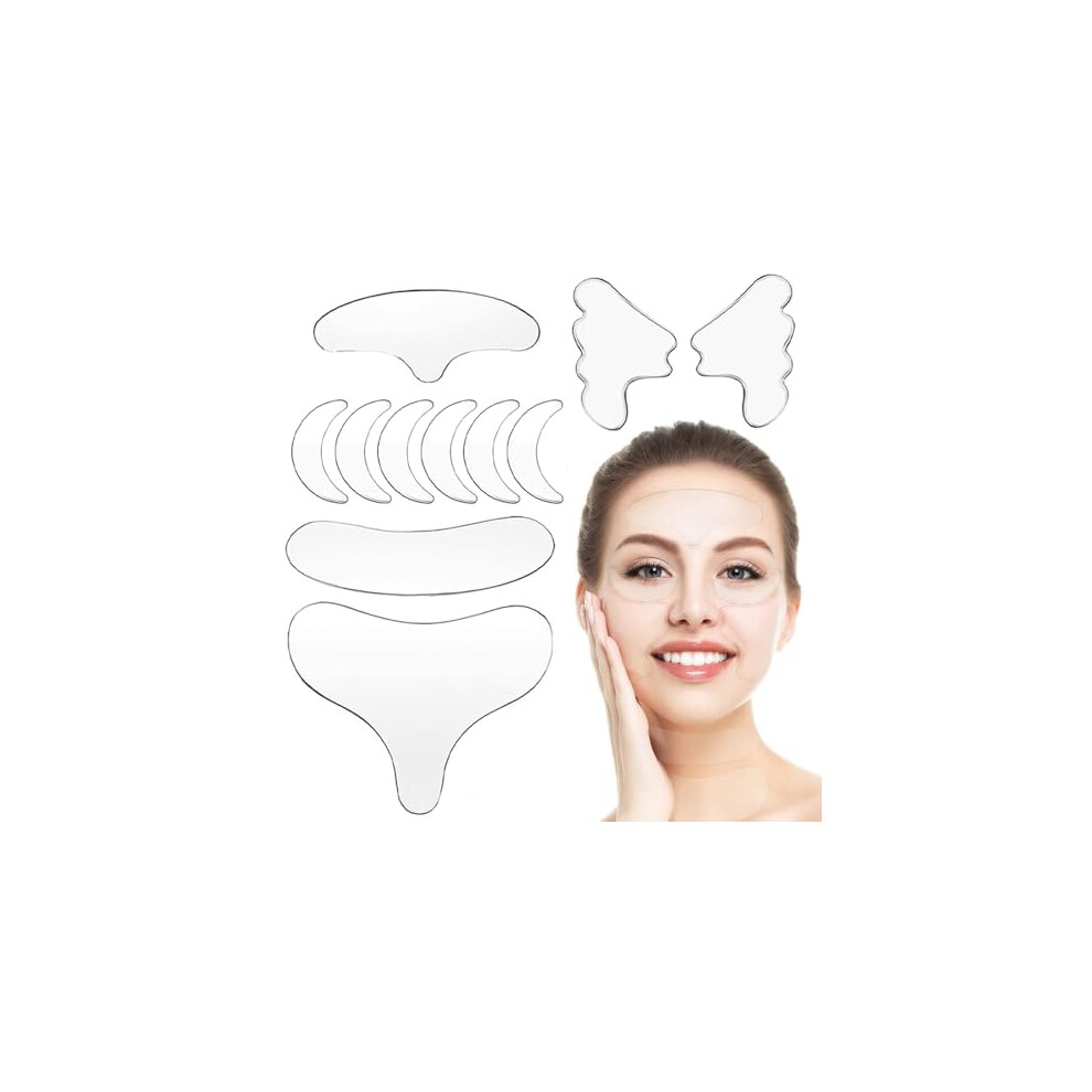 Rxkfigx 11 Pieces Anti Wrinkle Silicone Pads Reusable Forehead Wrinkle Patches Facial Anti Wrinkle Patches Neck Wrinkle Patches Chest Wrinkle Pads For