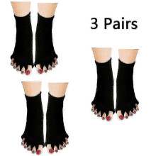 (white) 3 Pairs Toe Separator Yoga Gym Sports Massage Foot Alignment Socks