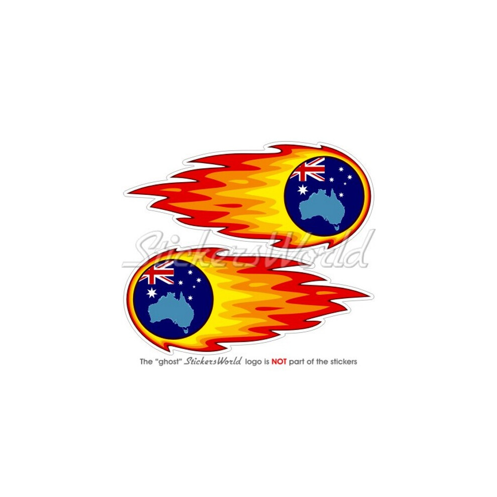 Australia Australian Fireball-Fire-Flaming 125Mm(5") Bumper-Helmet Stickers X2 691024634977