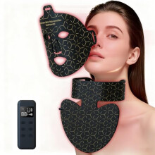 hzexun Red Light Therapy Mask for Face& Neck,8 Colors LED Facial Skin Care Mask 850nm NIR Led Face Mask Light Therapy Adjustable Timer USB C