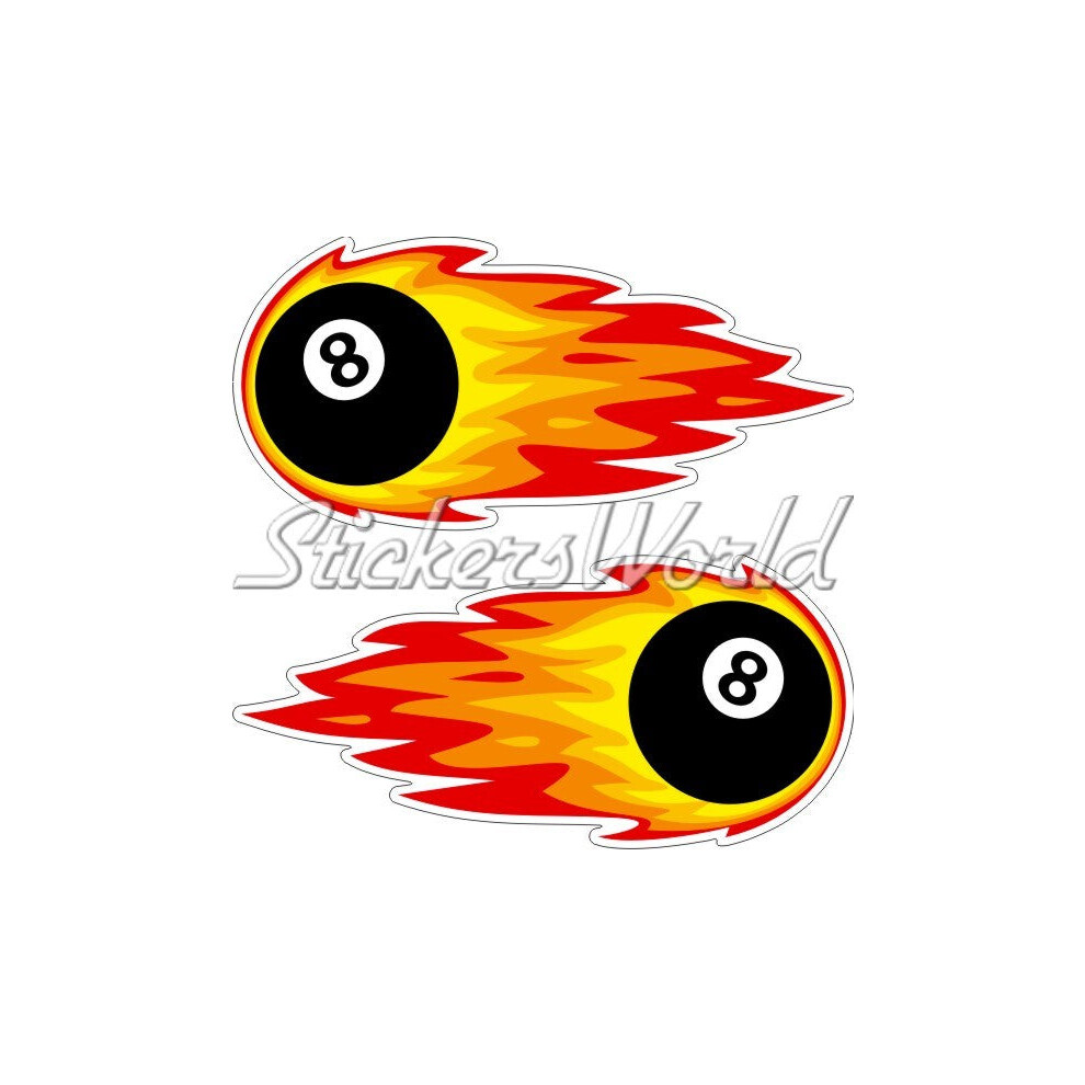 Flaming Eight Ball 8 Billiards Pool Fireball 125Mm (5") Vinyl Stickers Decals X2 691024659482