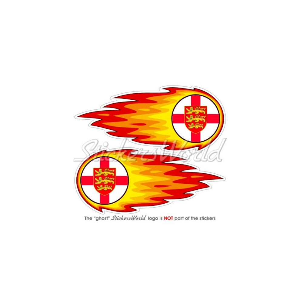 England Fireball, English Flaming Flag-Coat Of Arms 125Mm(5") Stickers Decals X2 691024653749