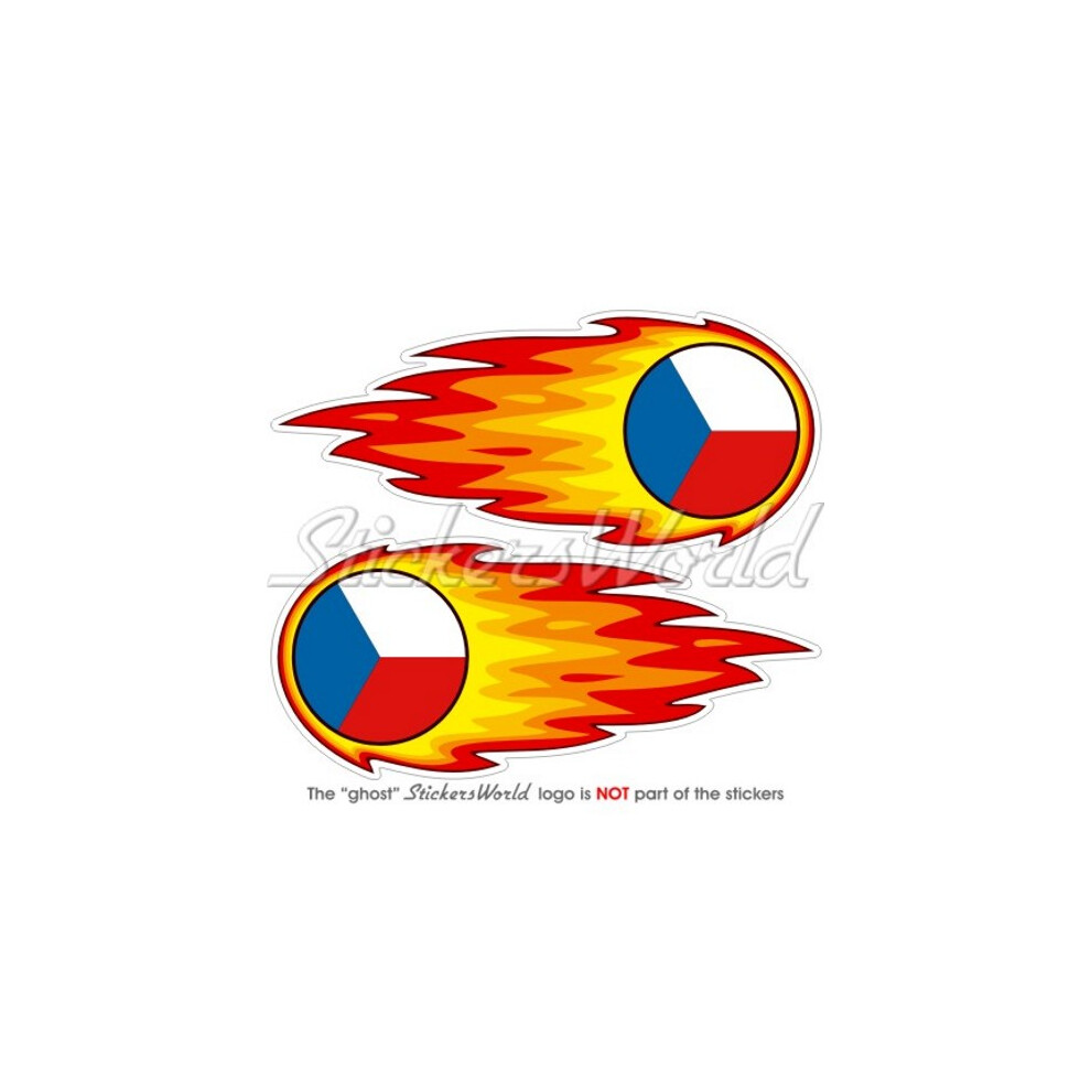 Czech Republic Fireball Flaming Flag Roundel 125Mm (5") Vinyl Stickers Decals X2 691024649599