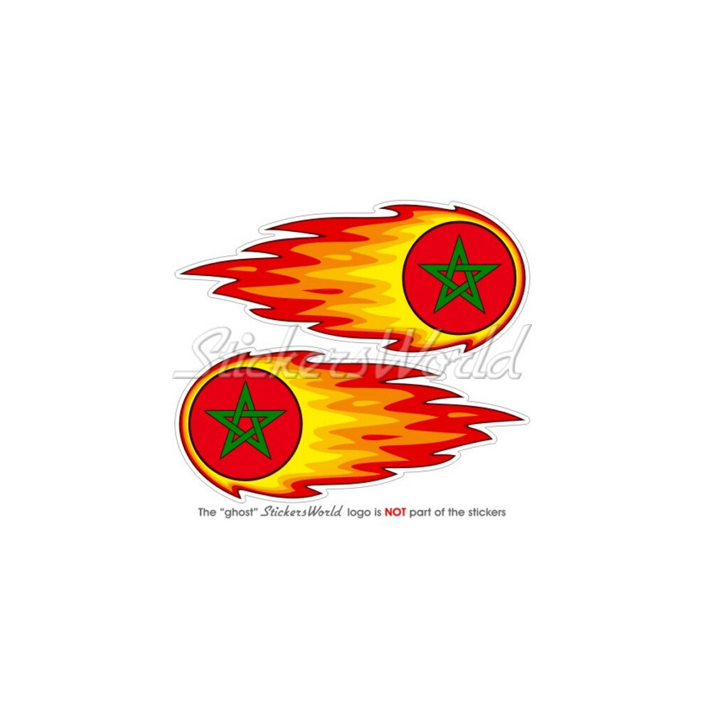Morocco Fireball, Moroccan Flaming Flag Roundel 125Mm (5") Stickers Decals X2 691024680929