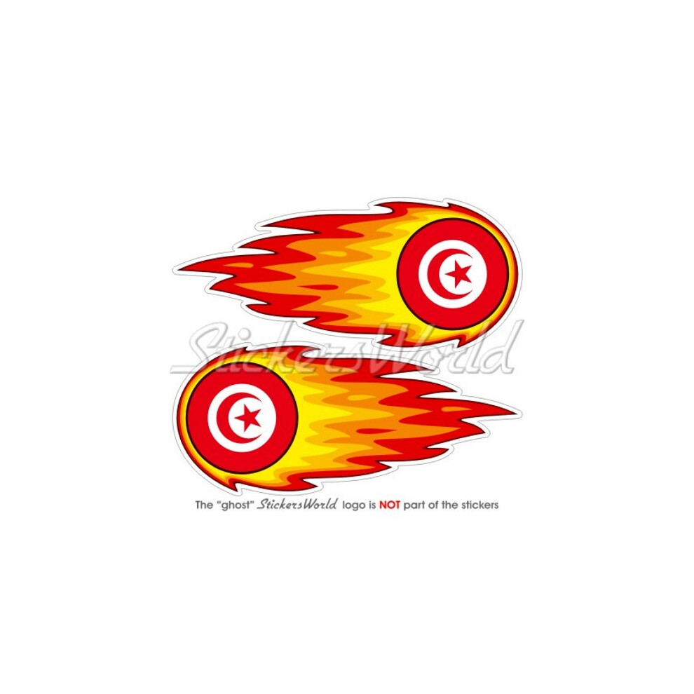 Tunisia Fireball, Tunisian Flaming Flag Roundel 125Mm (5") Stickers Decals X2 691024707398