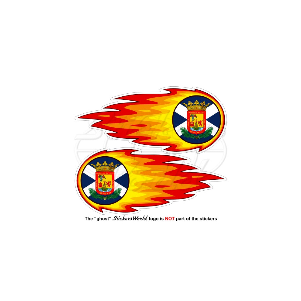 Tenerife Island Fireball-Fire-Flaming Canary Islands Spain 125Mm Stickers X2 691024706025