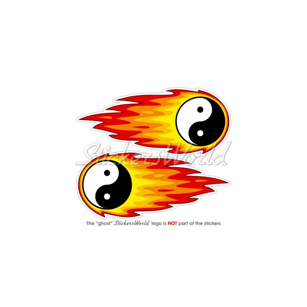 Yin Yang Fireball-Fire-Flaming 125Mm (5") Vinyl Stickers, Decals X2 691024720984