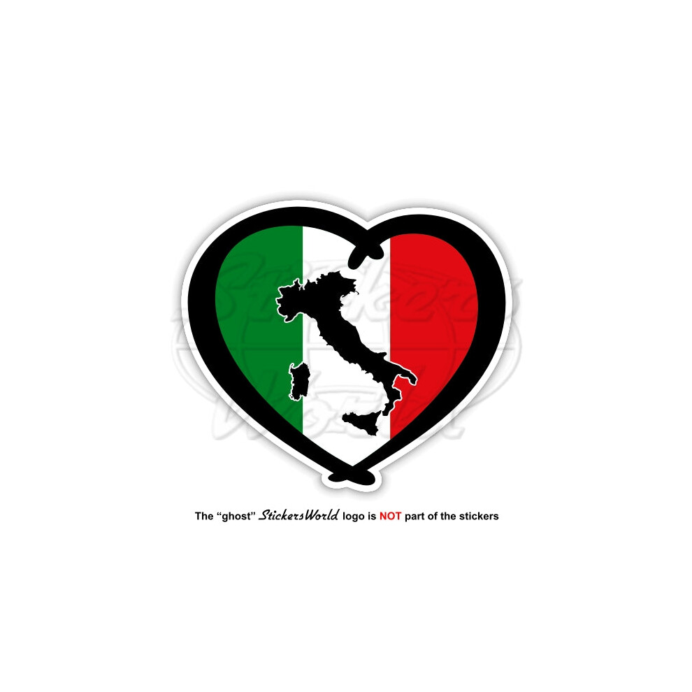 Italy Heart, Cuore Italiano, Italian Flag-Map Shape 100Mm Bumper Sticker, Decal 691024829335