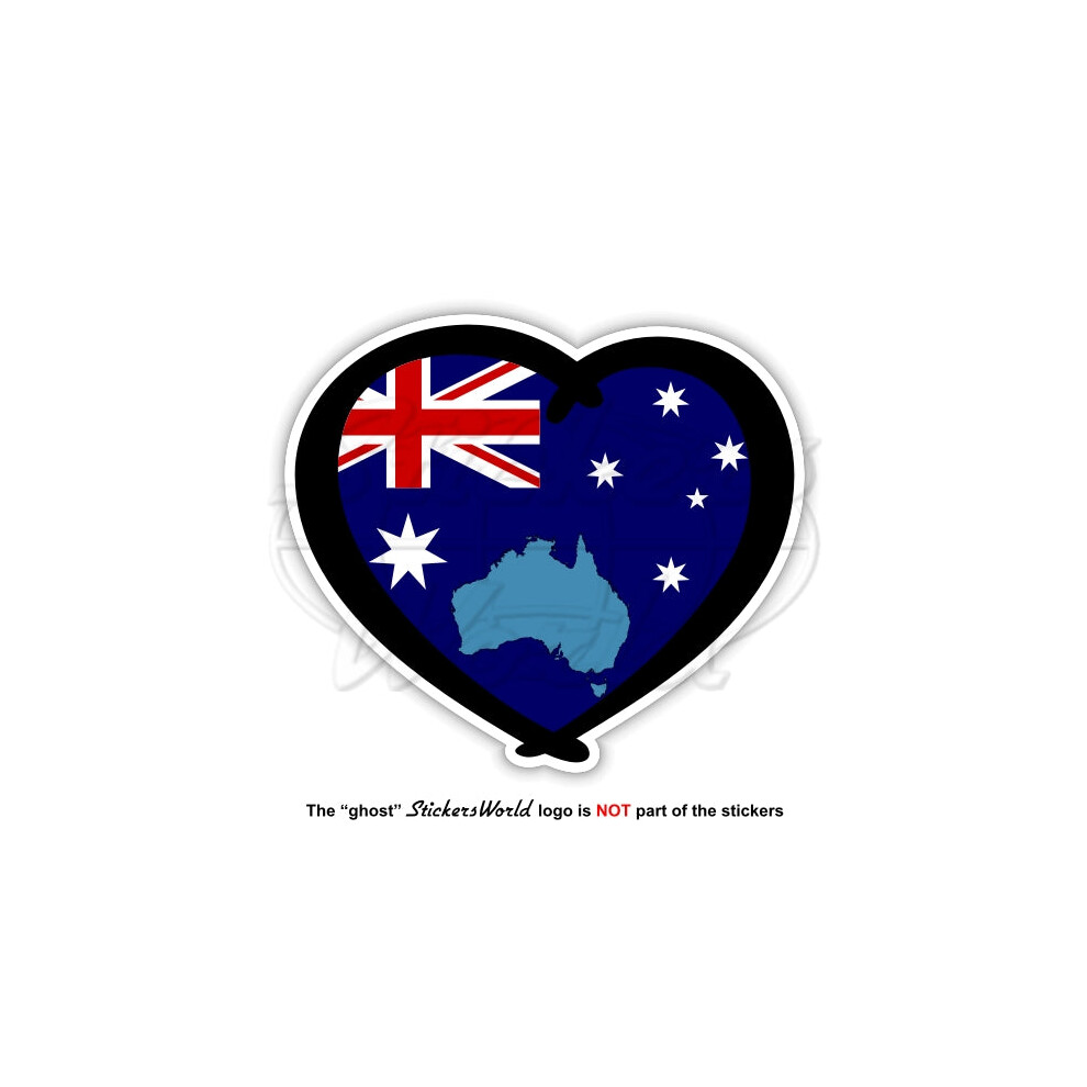 Australia Heart, Australian Flag-Map Shape 125Mm (4.9") Bumper Sticker, Decal 691024829496