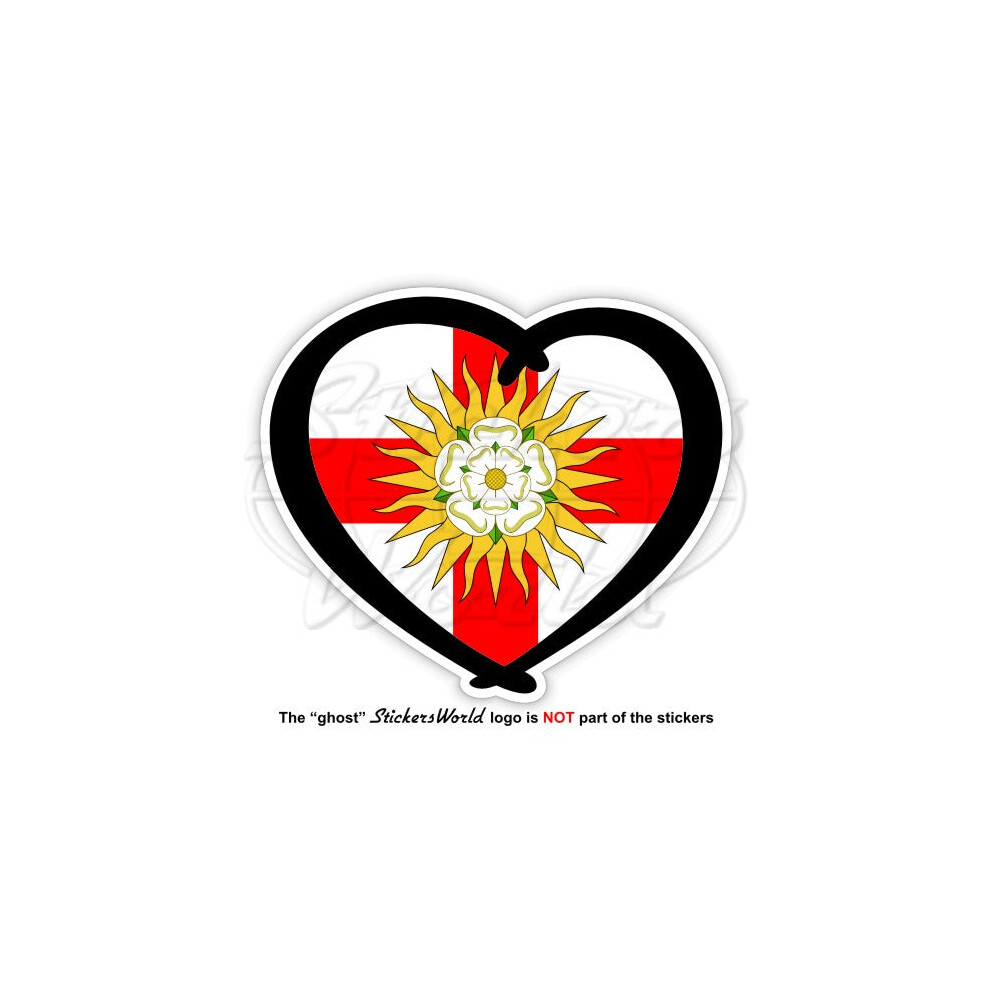 West Yorkshire County Heart, Rose Of York Love 125Mm Vinyl Sticker, Decal White 691024829731